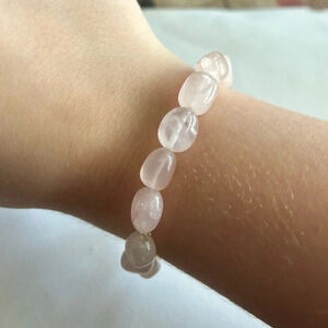 3/$20 Cute Pink Rose Quartz Gemstone Crystal Beaded Thin Elastic Bracelet